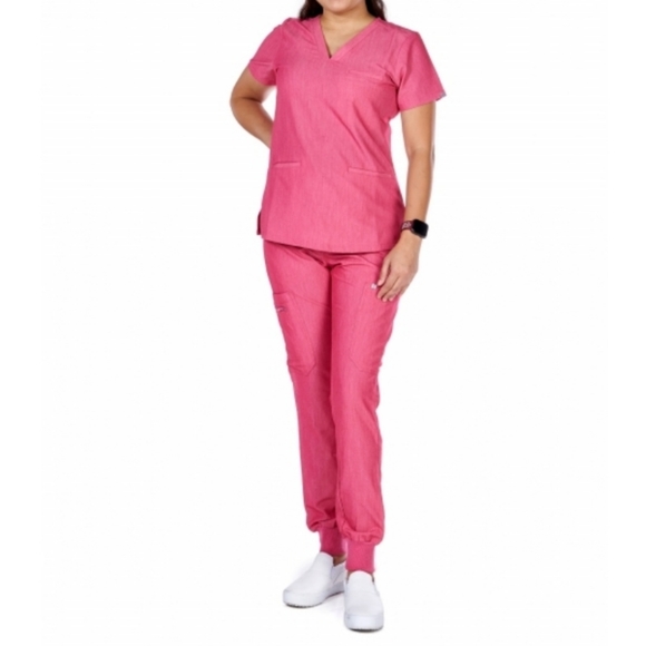 NWT Reina V-Neck 3 Welt Pockets Luxe Stretch Jogger Pants Size Small Sun… - Picture 2 of 16